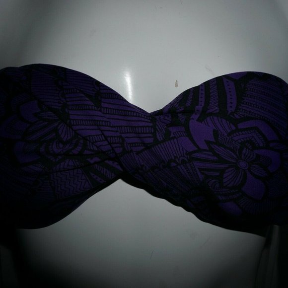 New Skye Swimwear Purple/Black Twist Bandeau Top size S - Picture 1 of 6